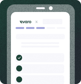 Phone with evaro logo and bulleted list